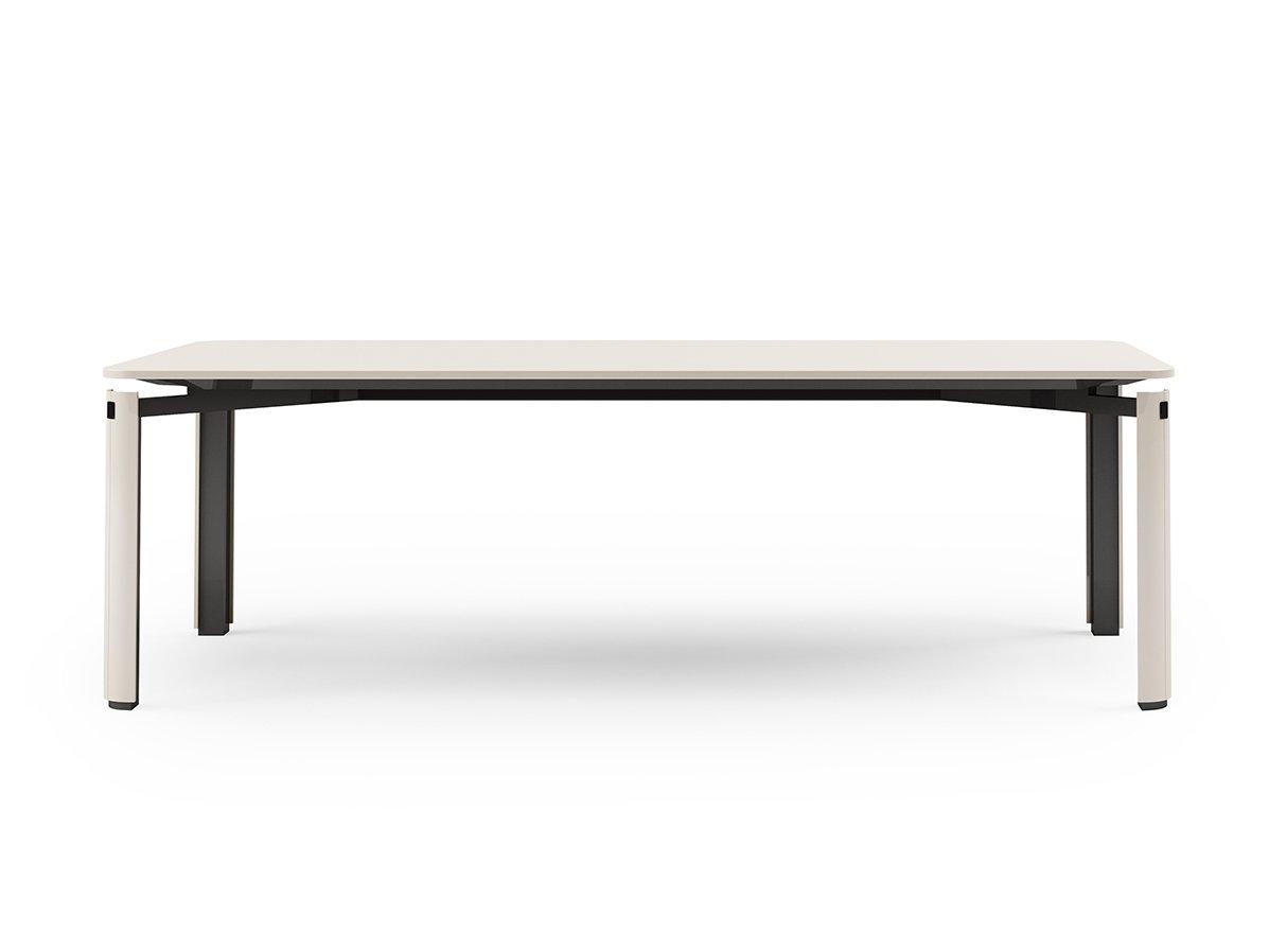 Lacquered rectangular metal table and wood top | Zenit by Turri