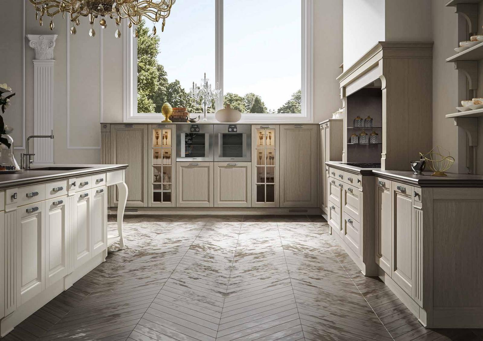 Wood kitchen with handles Old Line Queen