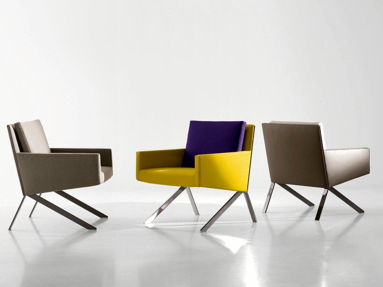 Fabric easy chair with armrests | Theo by B&B Italia