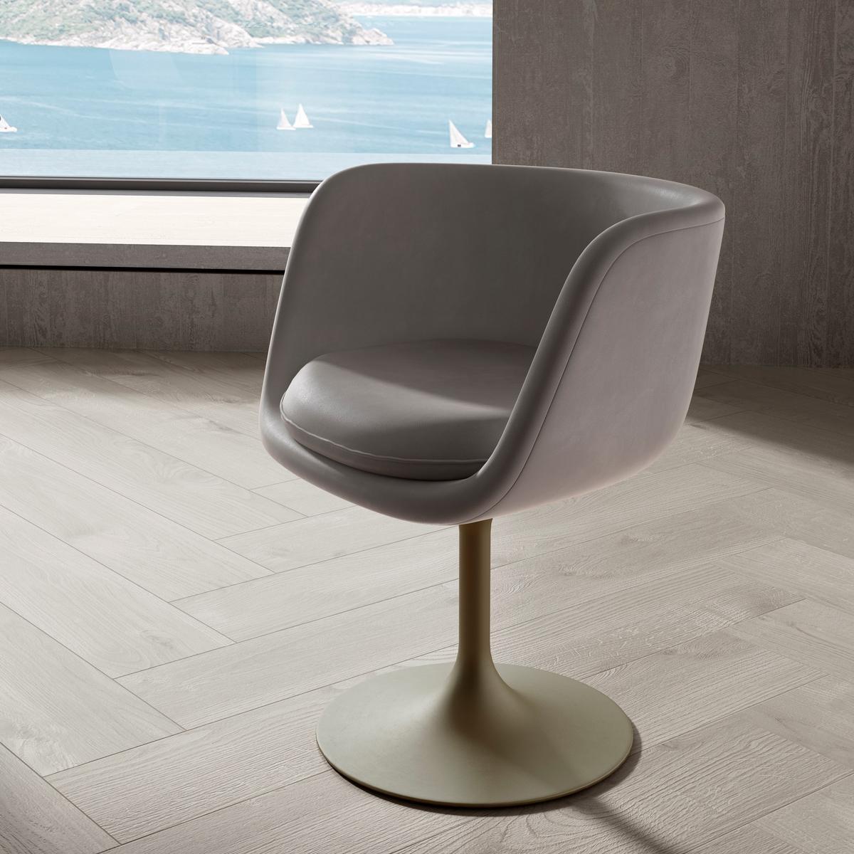 Swivel leather easy chair | Voyage by Natuzzi Italia