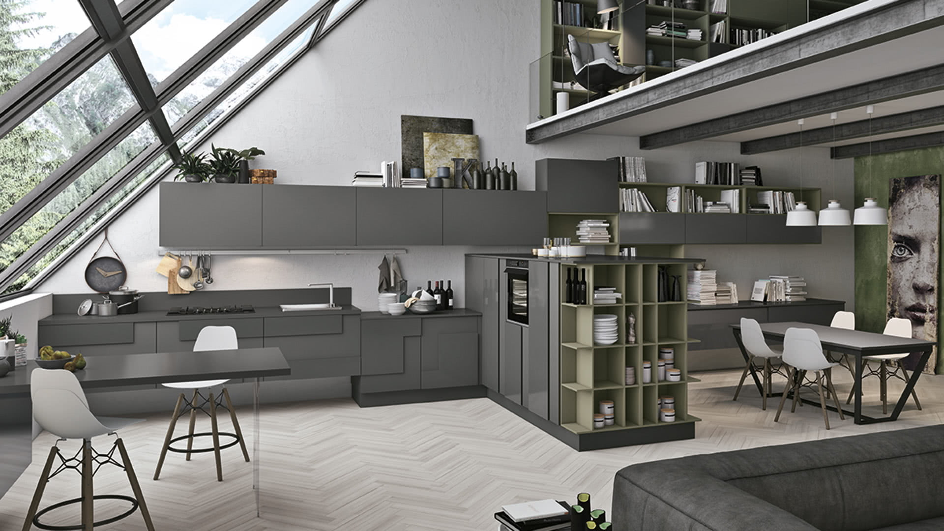 Lacquered kitchen with integrated handles Lube Cucine Creativa
