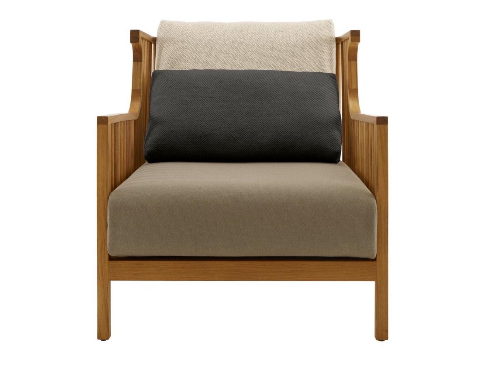 Upholstered teak garden armchair with armrests | Elizabeth Teck by Ligne Roset