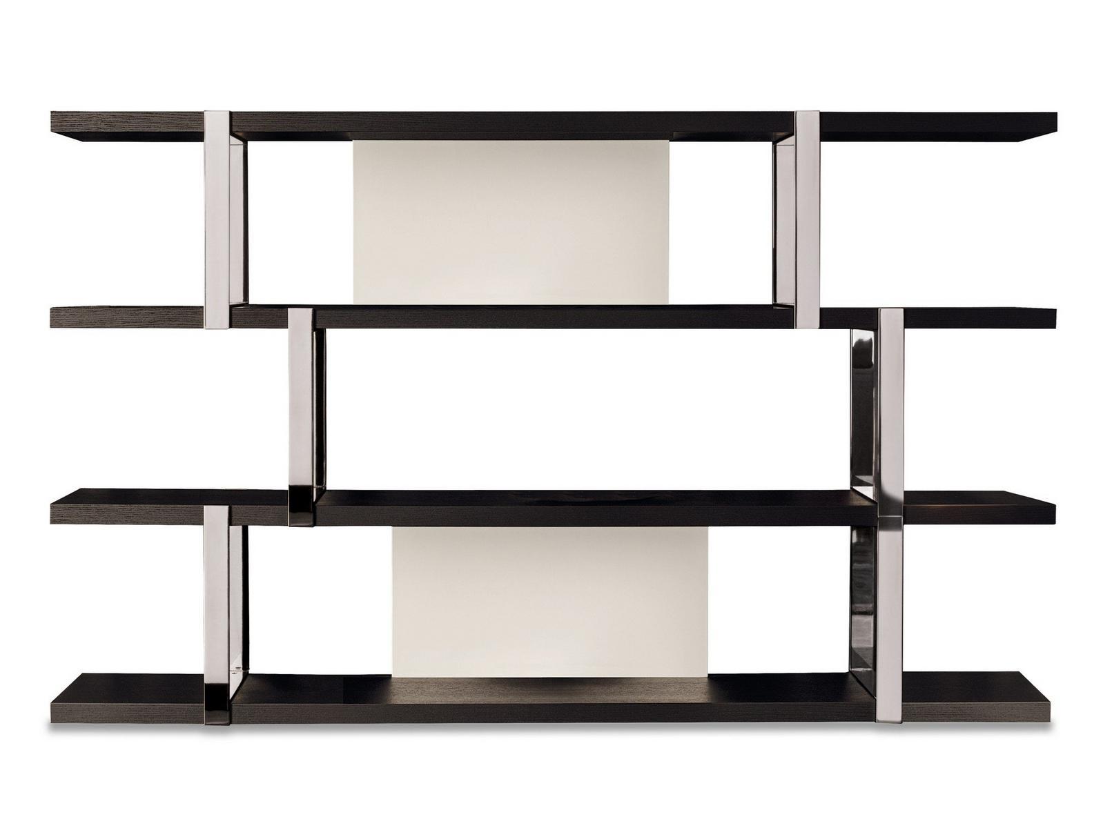 Open wooden bookcase | Dalton Chrome by Minotti