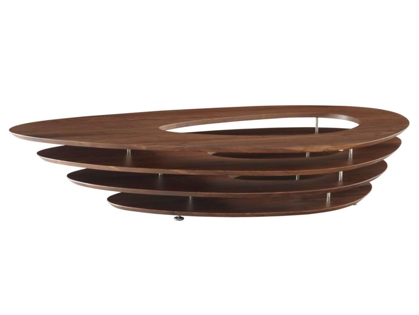 Low walnut coffee table | Interstice by Ligne Roset