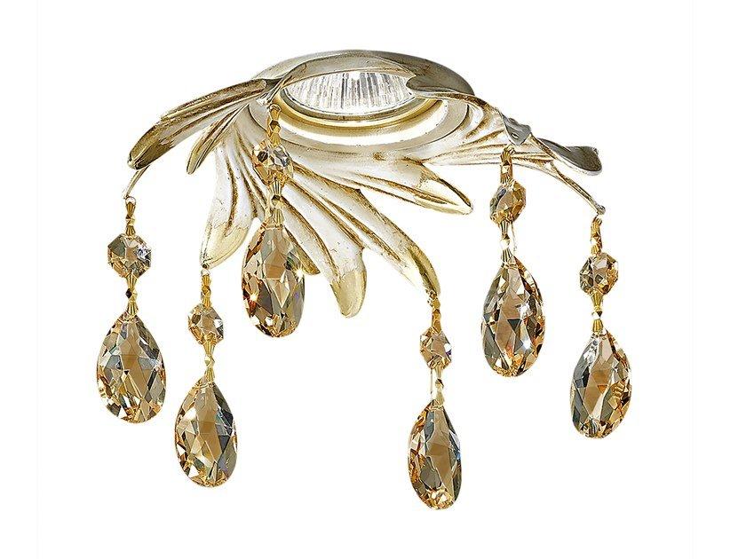 Antique white and gold down light with Schoeler crystals | Soleil Dl7805-go-gg by Possoni Illuminazione