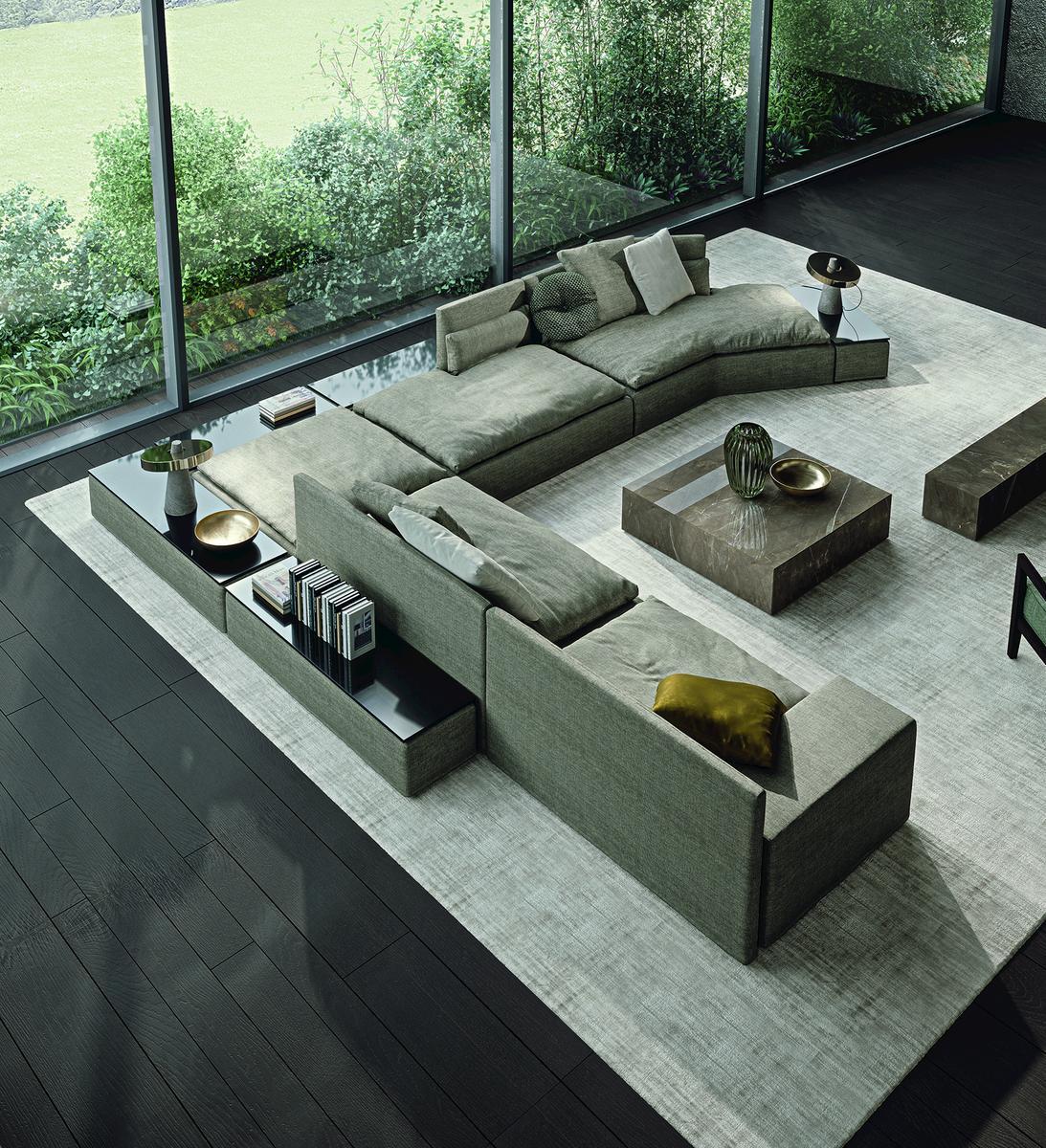 Sectional high-back fabric sofa | Dominio by Frigerio
