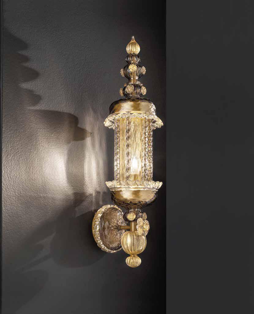 Glass wall lamp with crystals | Bucintoro by Sylcom