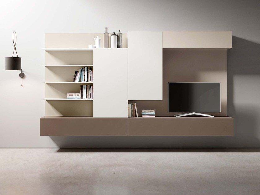 Sectional wall-mounted storage wall | People P434 by Pianca