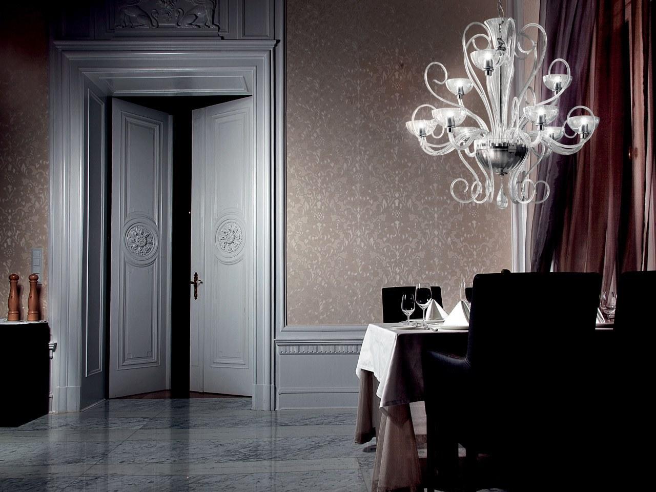LED blown glass chandelier | Bolero L by Leucos