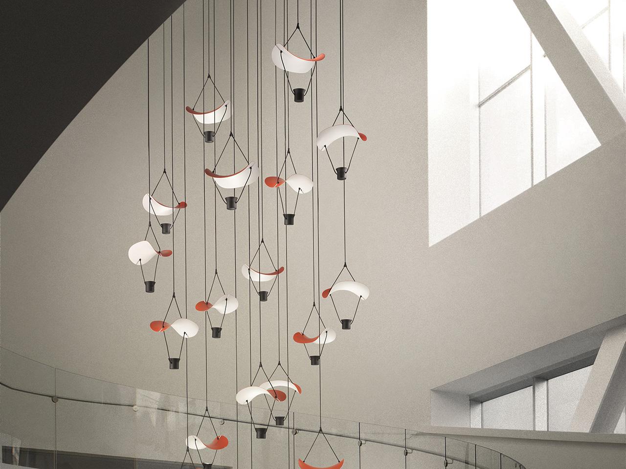 LED painted metal pendant lamp | Vollee C5p by Masiero