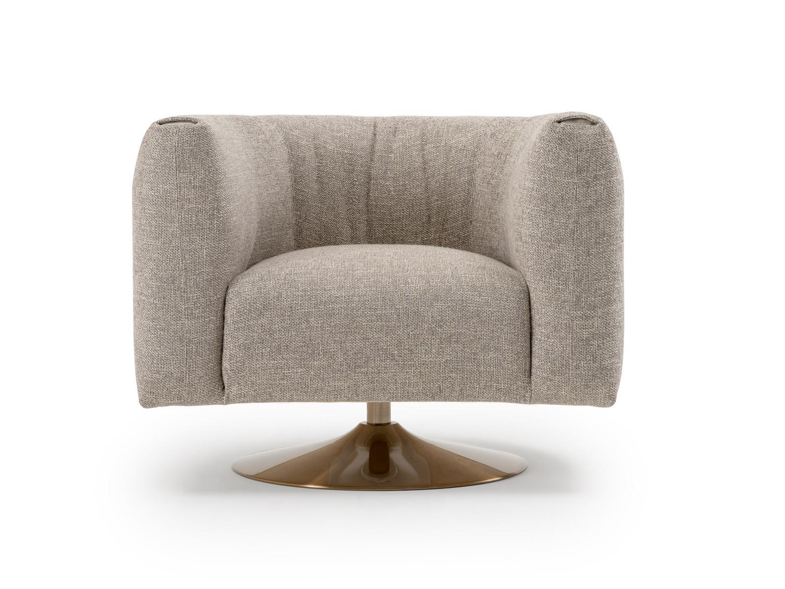 Swivel fabric armchair with armrests | Soul by Turri