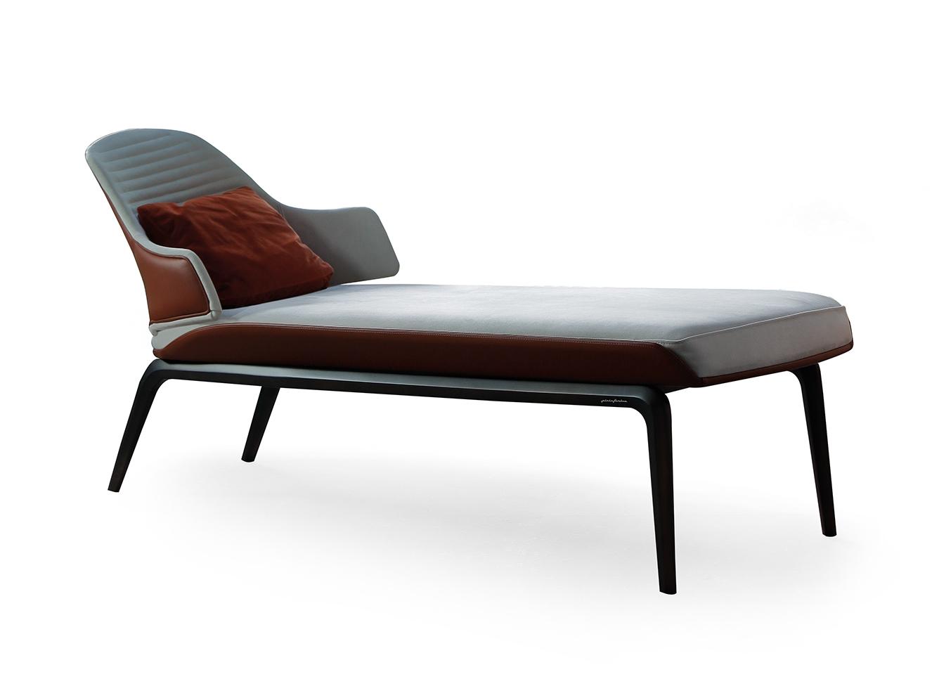 Upholstered leather Chaise longue | Vela by Reflex