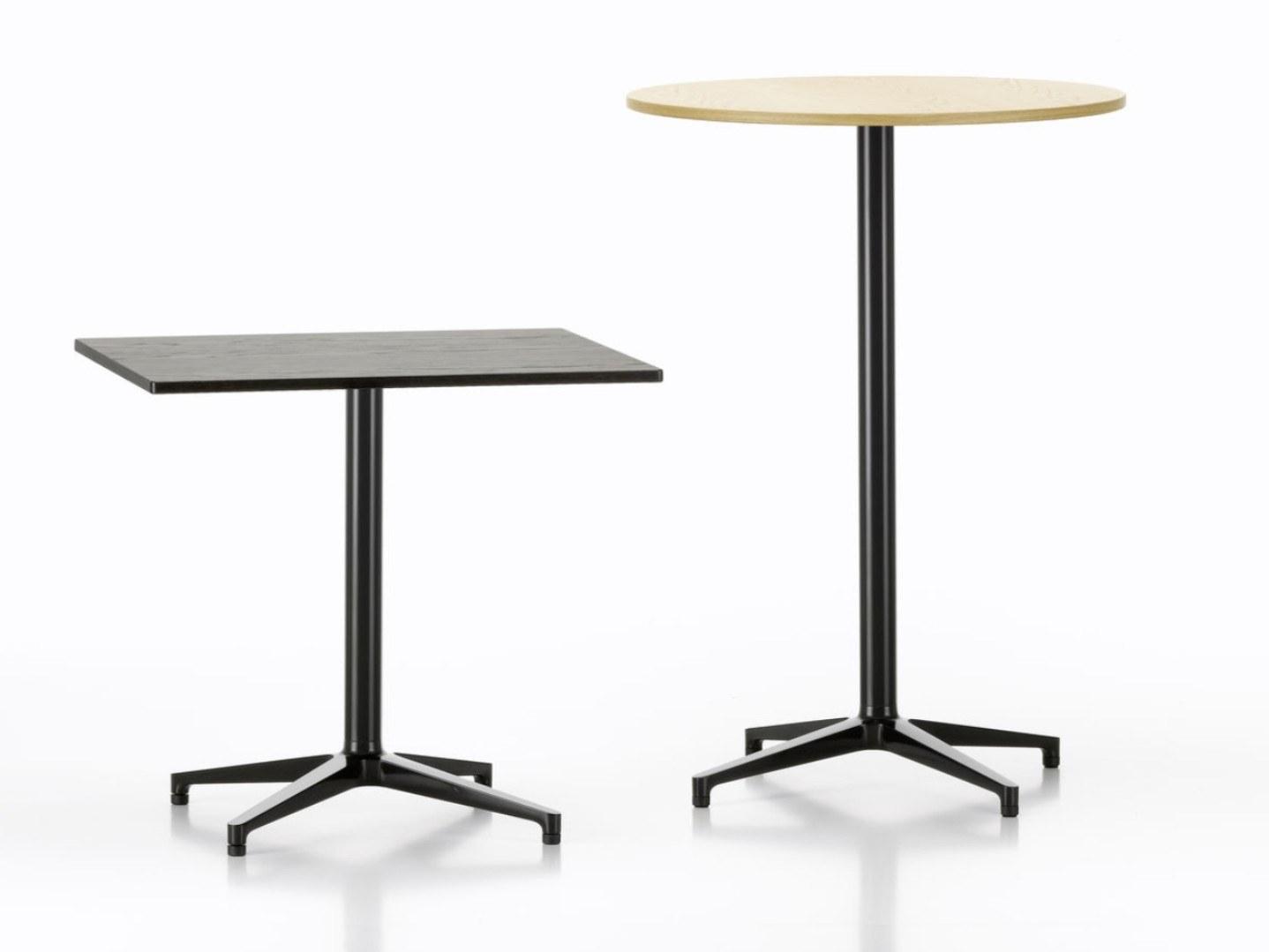 Round high table with steel base and wooden top | Bistro by Vitra