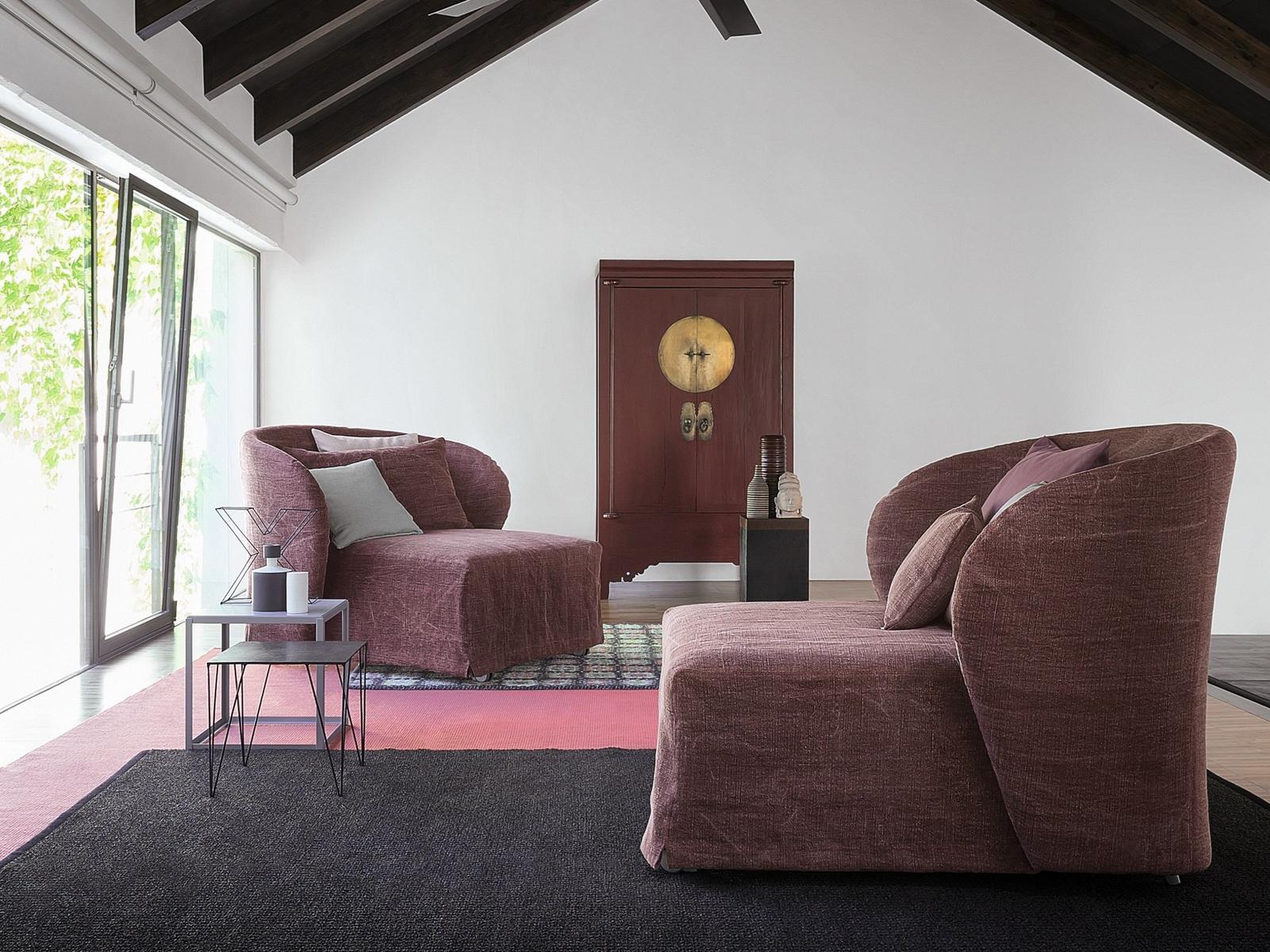 Upholstered armchair with removable cover | Celine by Flou