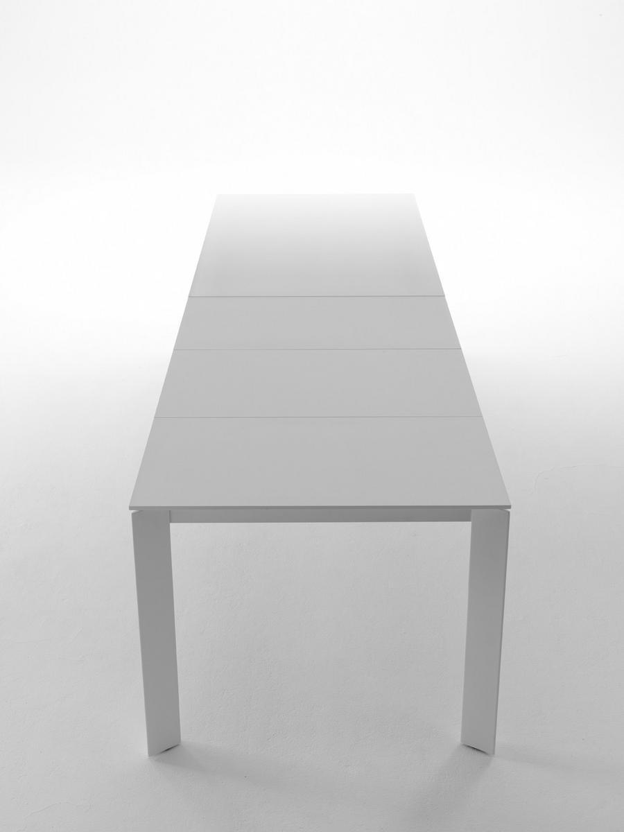 Extending rectangular glass and steel table | Ghedi by Midj