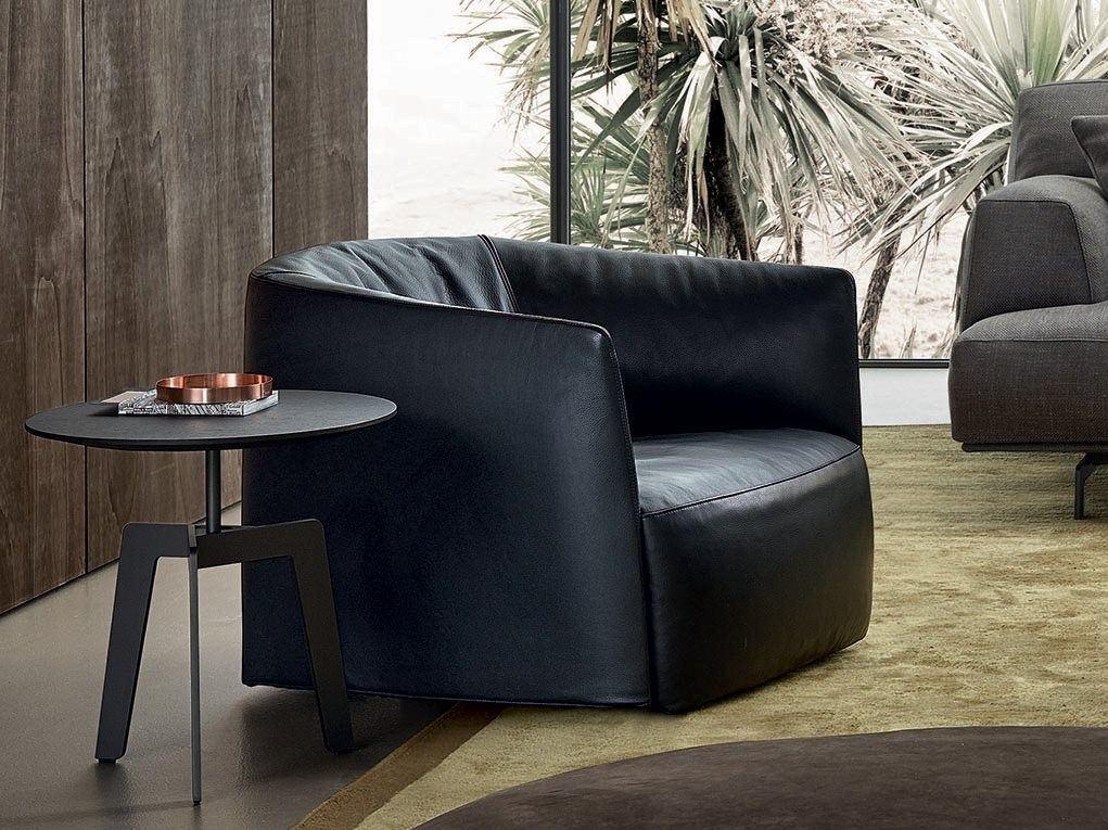 Upholstered leather armchair | Santa Monica by Poliform
