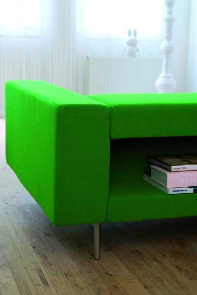 Sofa with integrated magazine rack | Bottoni Shelf by Moooi