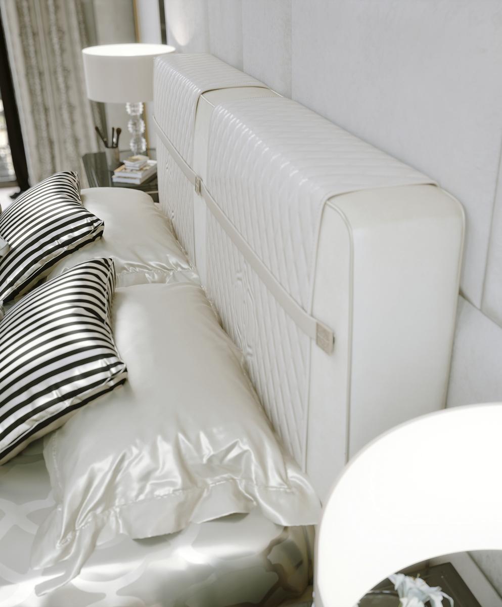 Upholstered bed in velvet and leather | Madison by Bruno Zampa