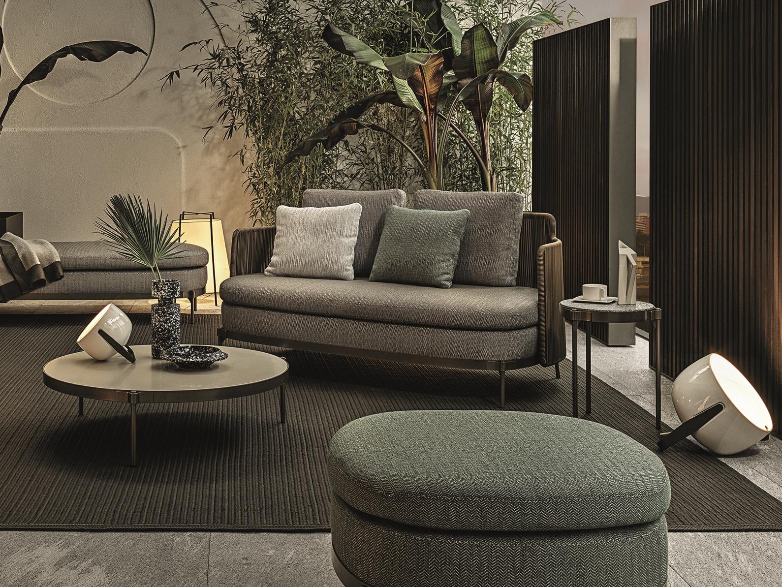 Round stone garden side table | Tape Cord Outdoor by Minotti