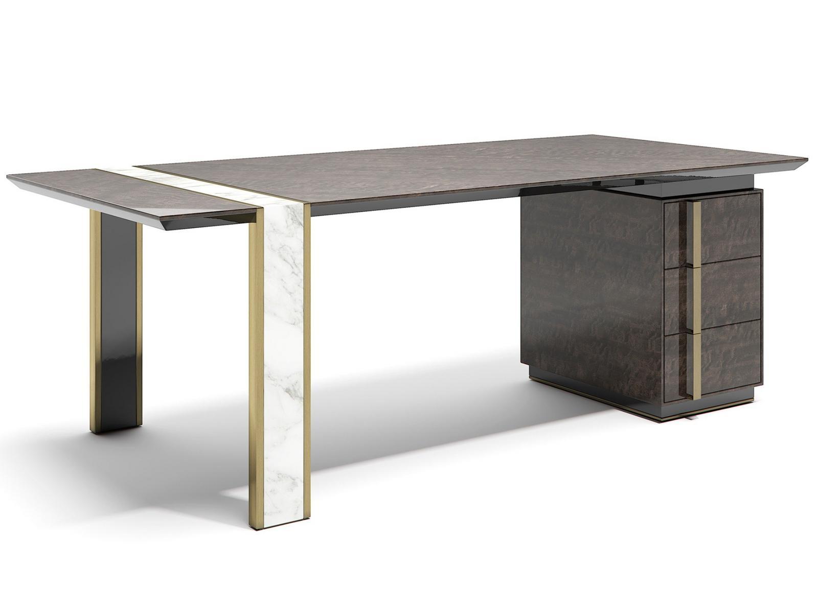 Rectangular wooden writing desk with drawers | Lincoln L by Capital Collection