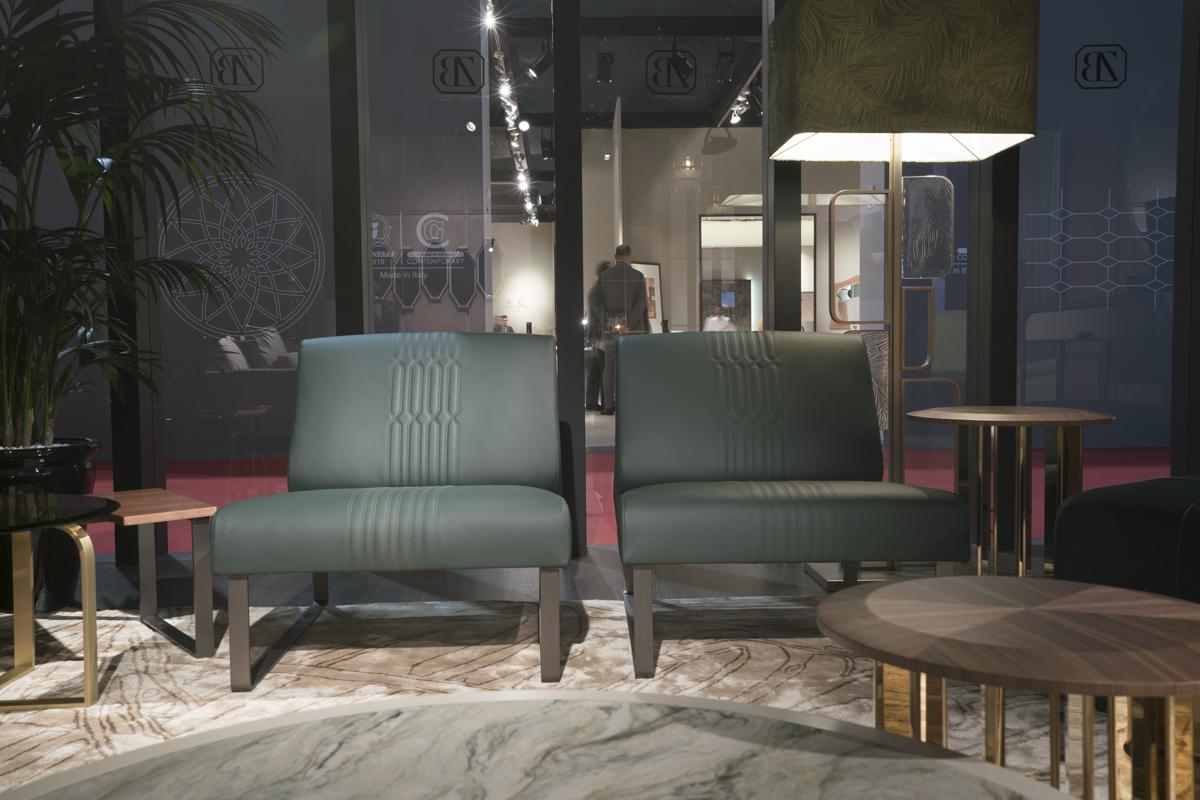 Leather armchair and metal base | Pandora by Bruno Zampa