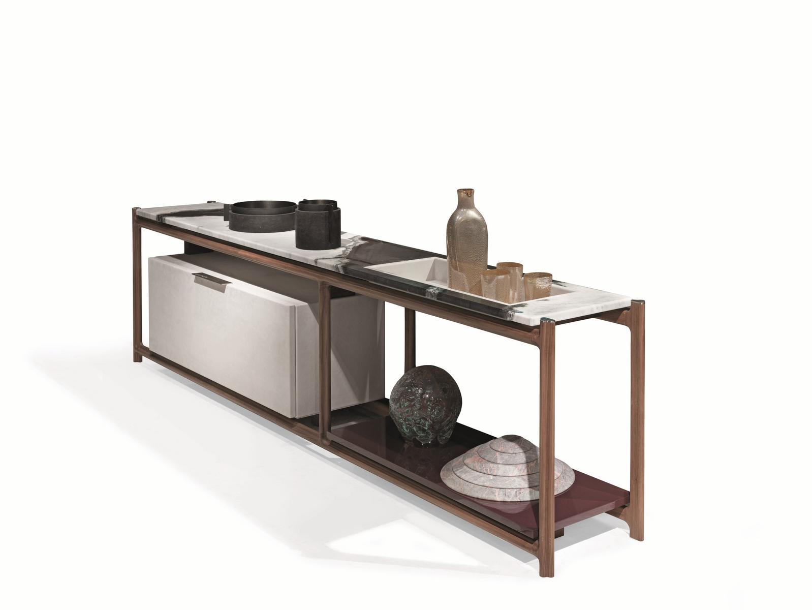 Rectangular marble console table with shelving | King's Cross by Visionnair