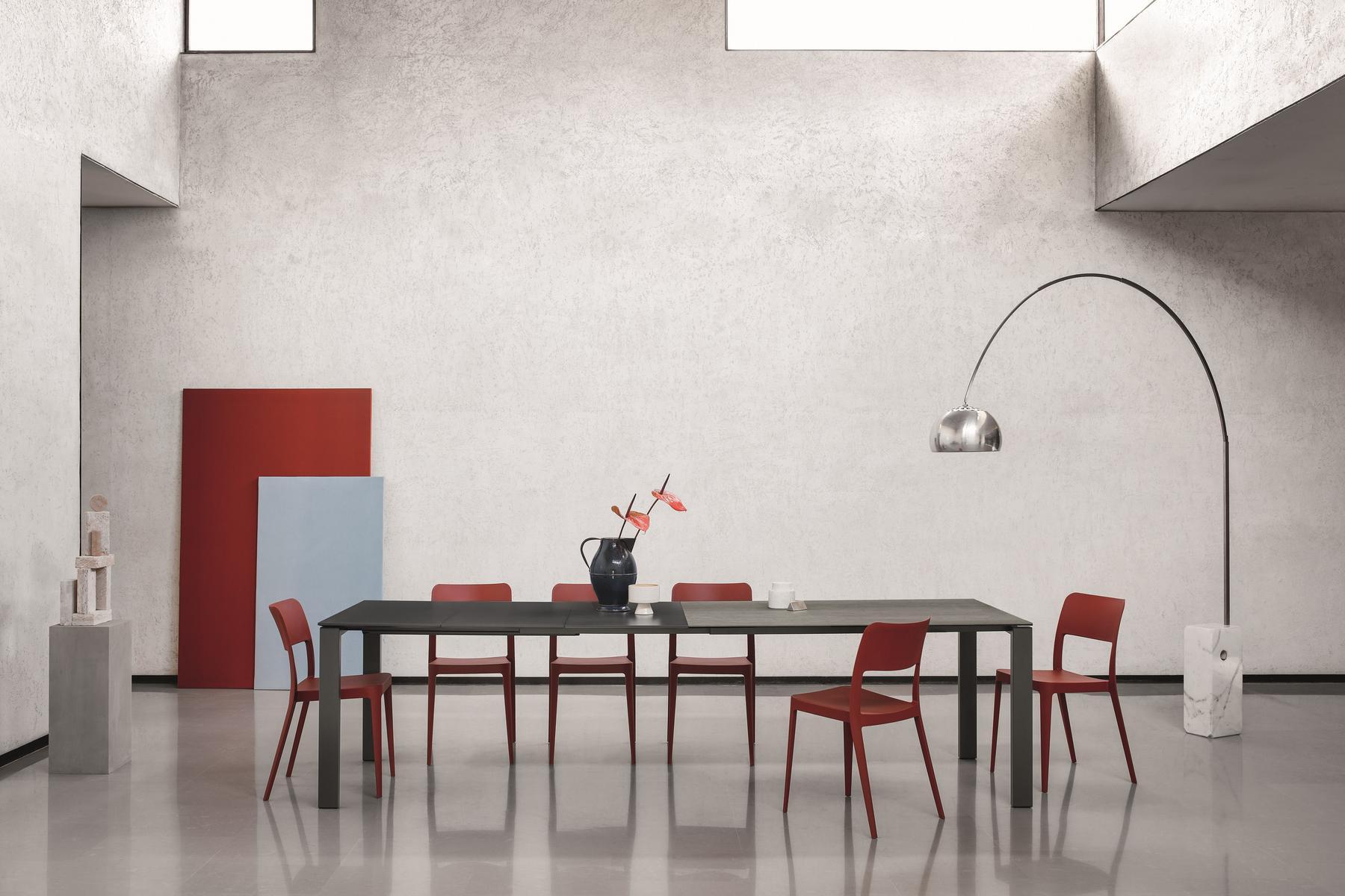 Extending rectangular steel and wood table | Badù by Midj