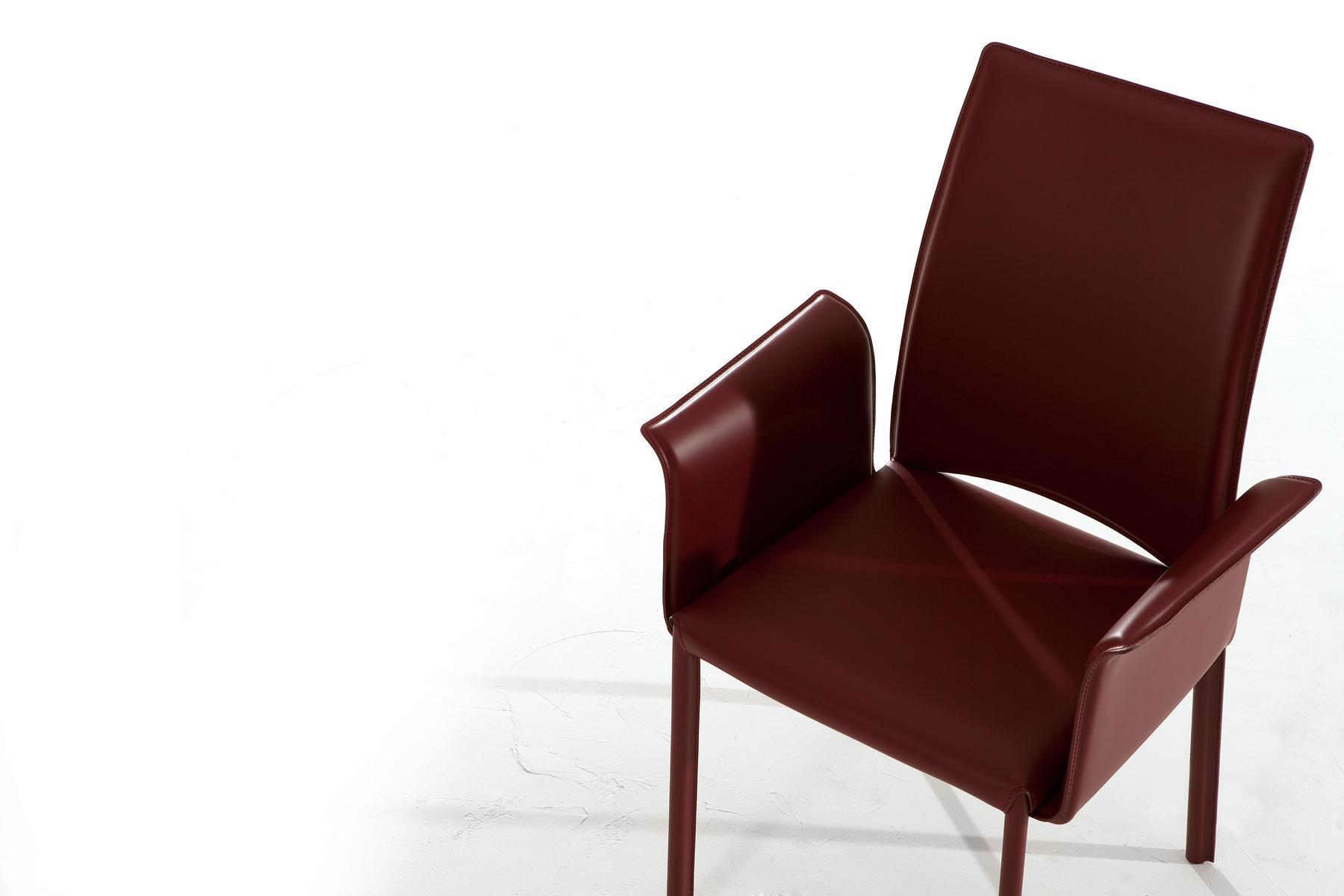 Upholstered leather chair with armrests | Madeleine by Tonin Casa