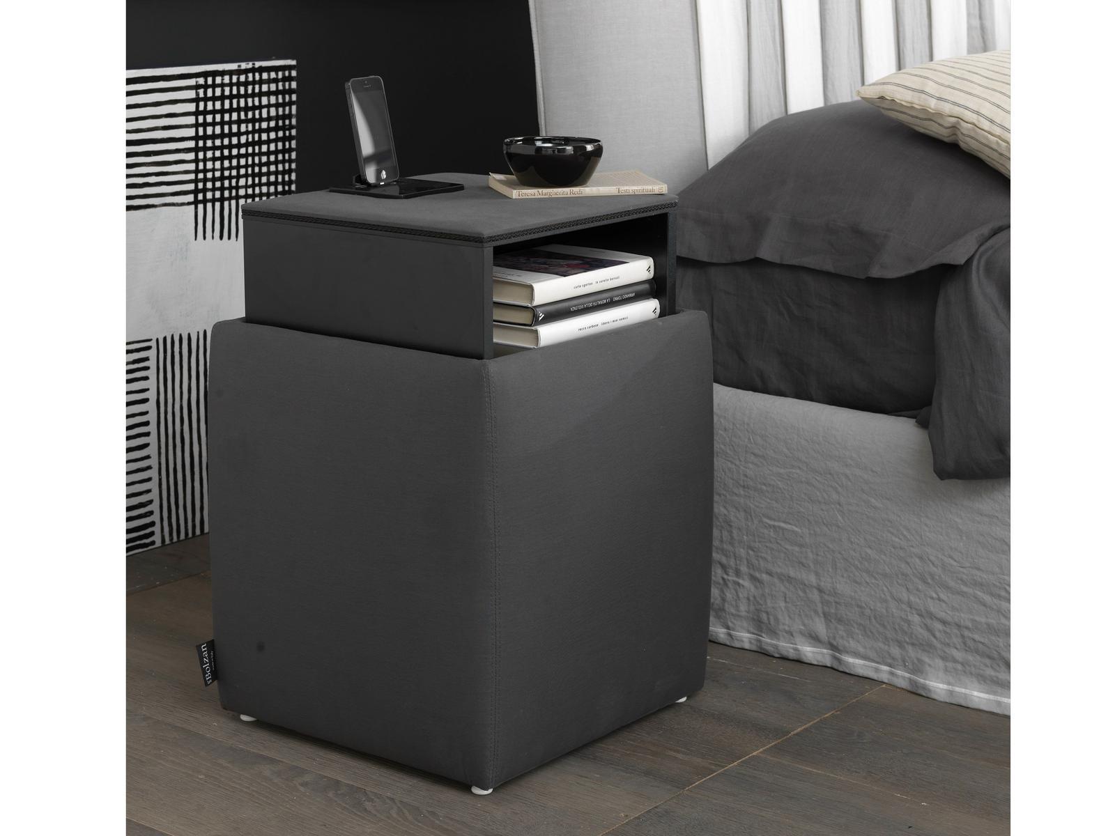 Storage fabric pouf with docking station | Ares by Bolzan letti