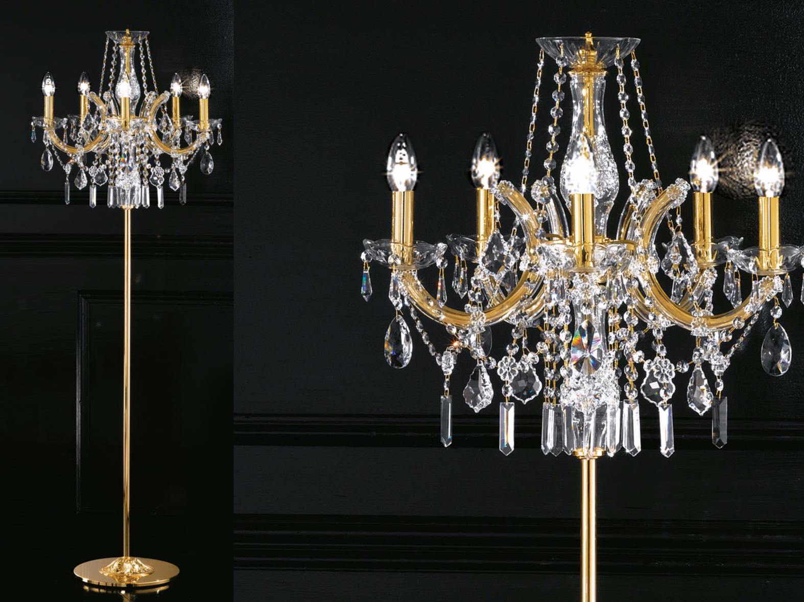 Incandescent metal floor lamp with crystals | Maria Teresa Ve 942 Stl5 by Masiero