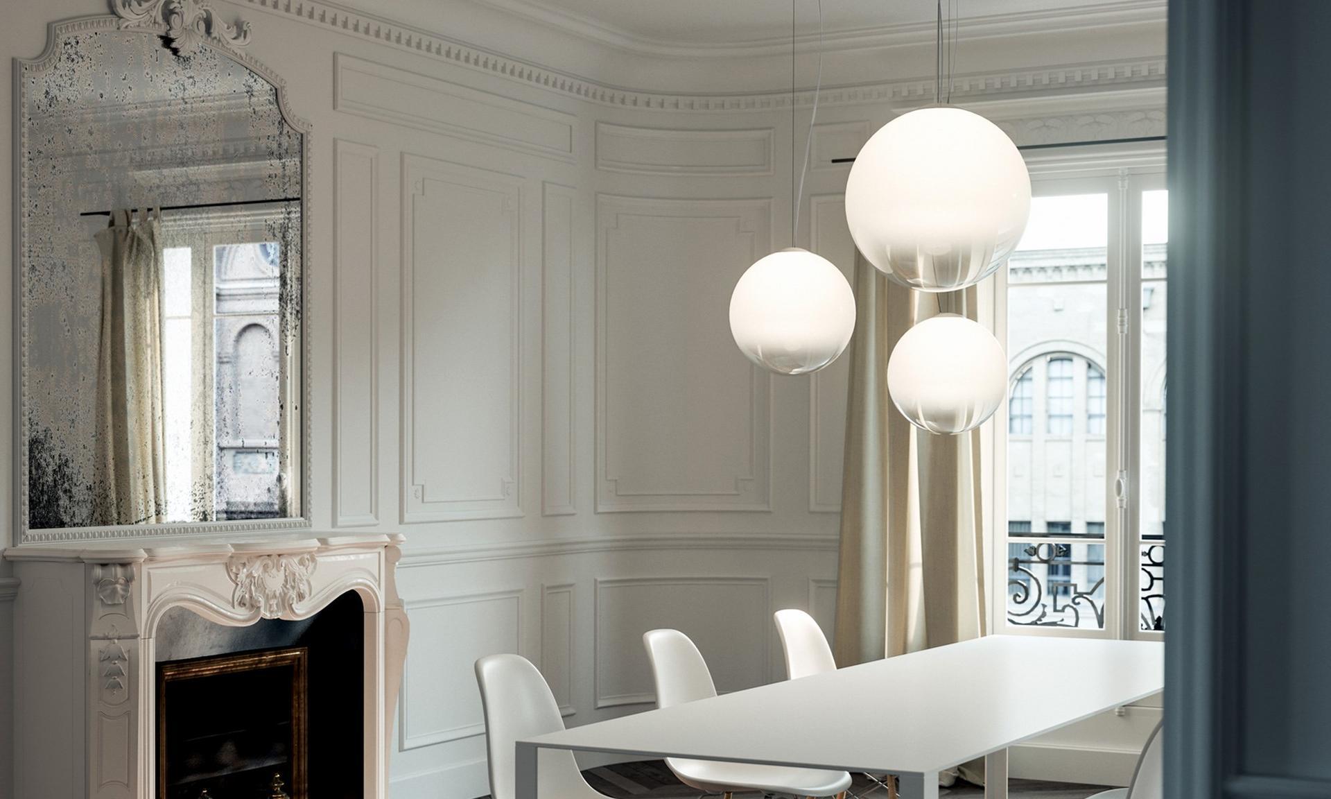 LED handmade blown glass pendant lamp | Smoke by Panzeri