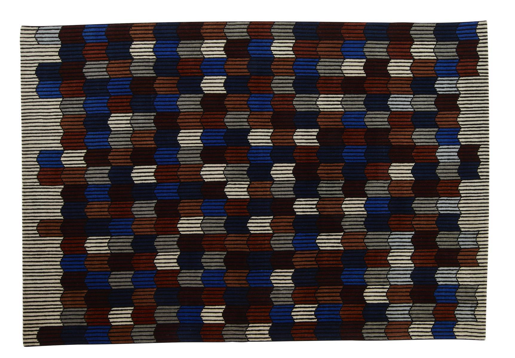 Handmade rectangular wool rug with geometric shapes | Mémoire D’une Trame by Ligne Roset