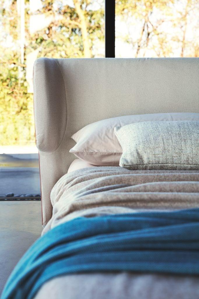 Leather storage bed with upholstered headboard | Claire by Ditre Italia