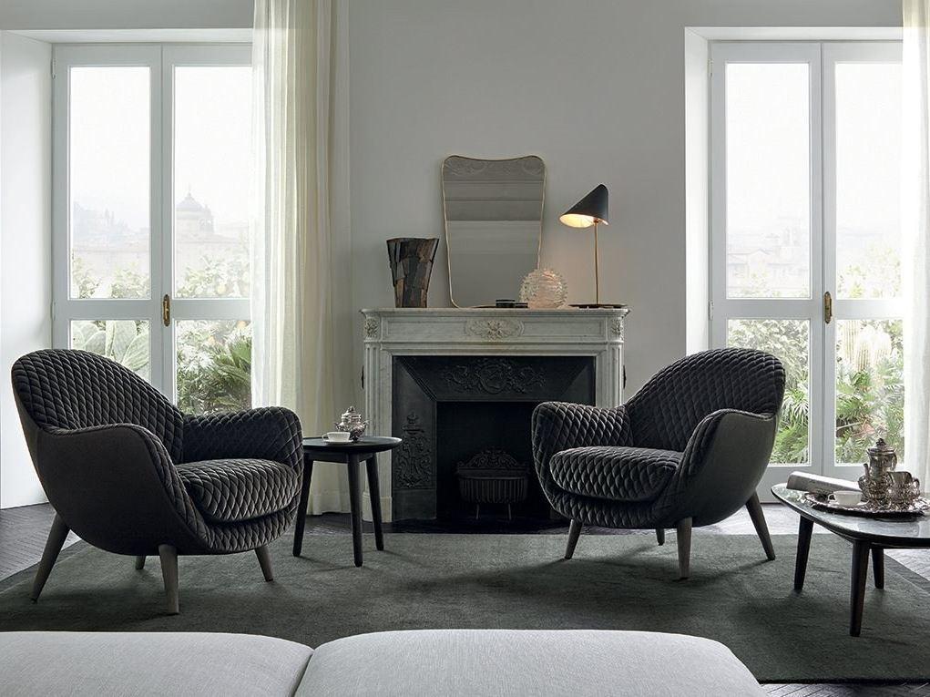 Upholstered fabric armchair with armrests | Mad Queen by Poliform