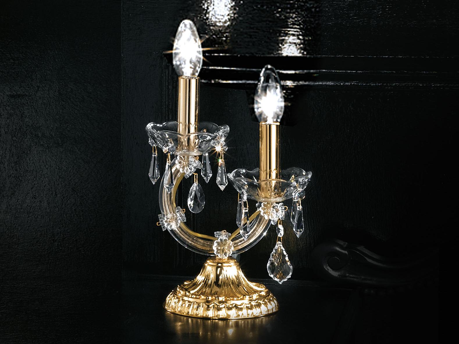 Direct light incandescent metal table lamp with crystals | Maria Teresa Ve 944 Tl1 / Tl2 / Tl3 by Masiero