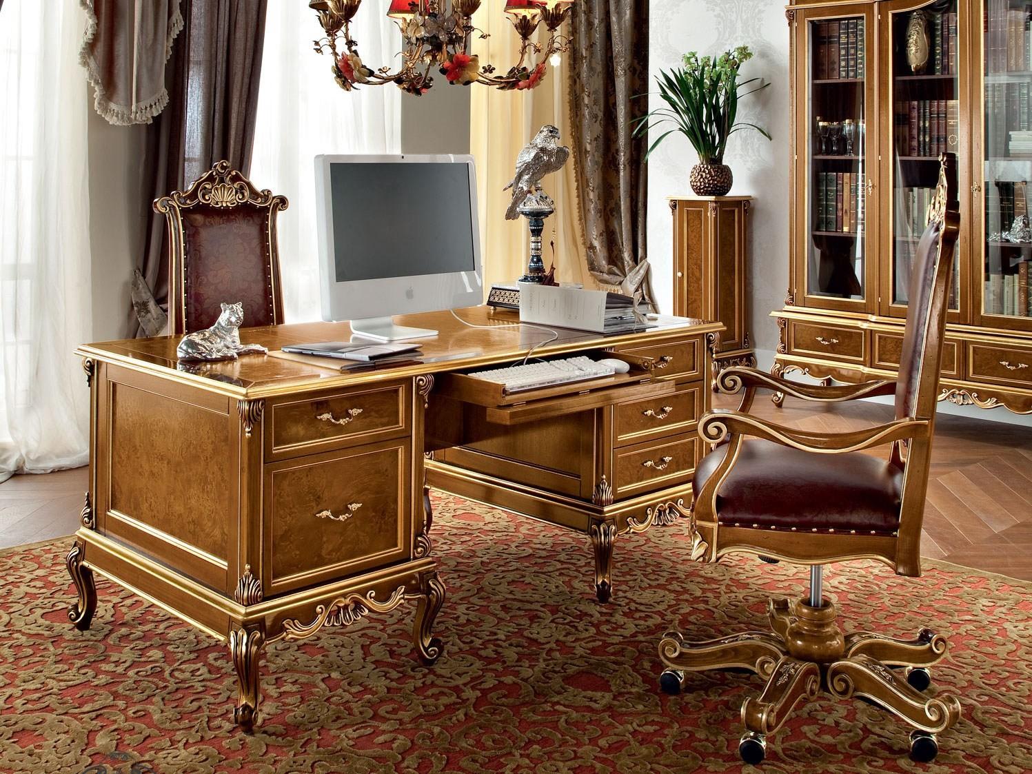 Rectangular solid wood office desk with drawers | 12303 by Modenese Gastone