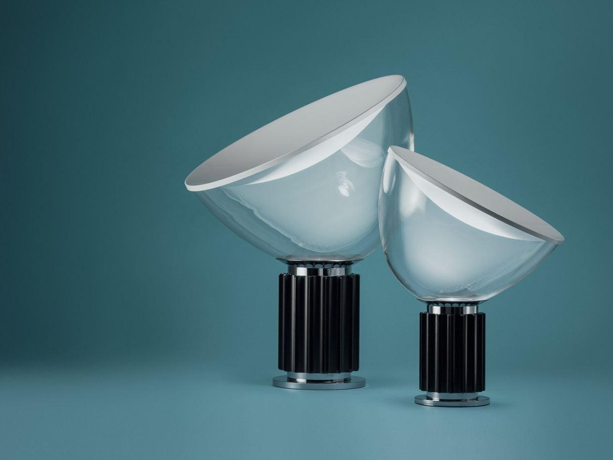 LED indirect light glass and aluminium table lamp | Taccia Small by Flos