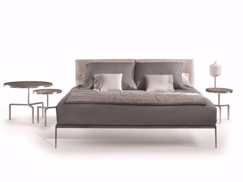 Leather double bed with upholstered headboard | Lifesteel by Flexform