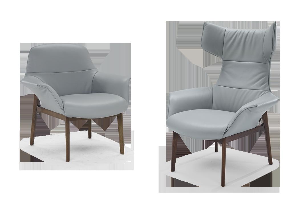 Leather easy chair with armrests | Aura by Natuzzi Italia