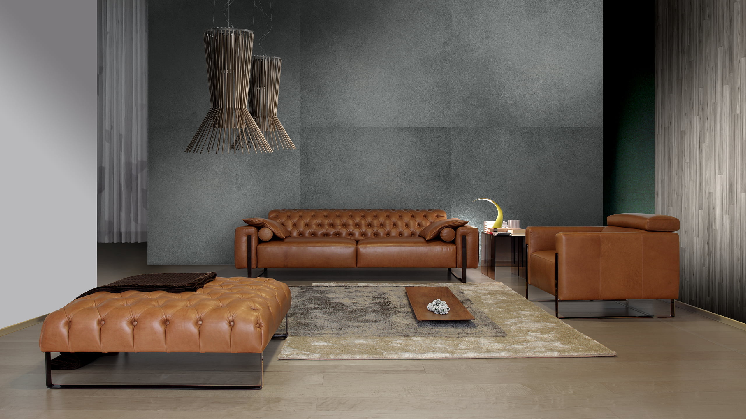 Elegant Niobe sofa with classic tufted headboard blends craftsmanship and comfort, featuring optional motion seats, and a choice of leather, fabric, or microfiber coverings. | Niobe by Calia Italia