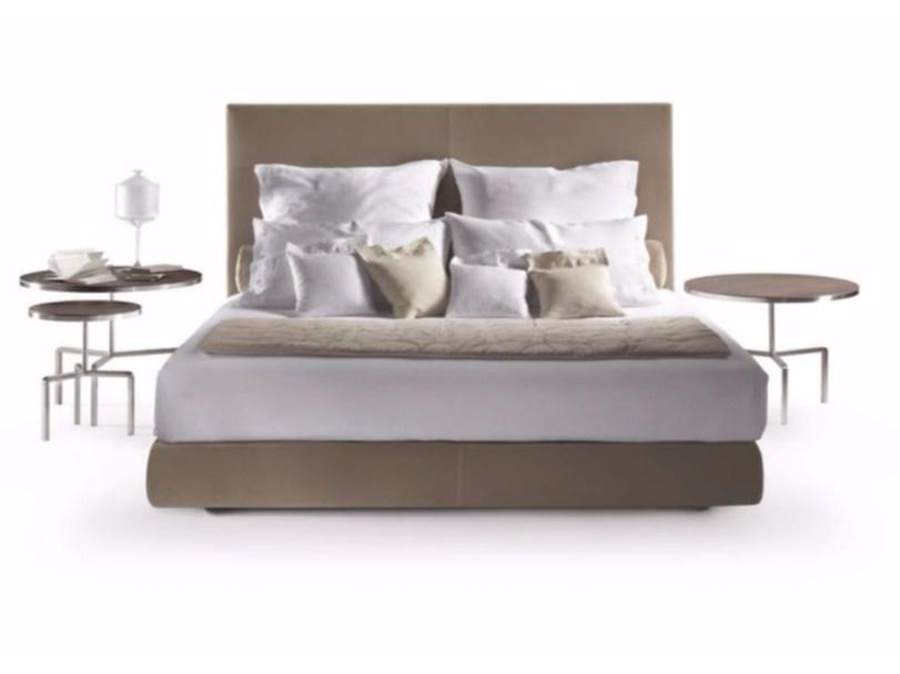 Fabric double bed with upholstered headboard | Oltre by Flexform