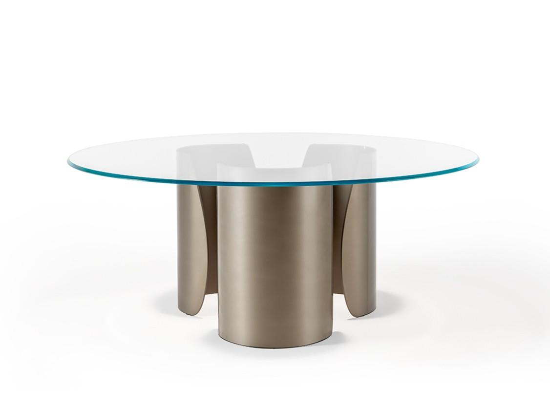Round glass dining table | Petalo 72 by Reflex