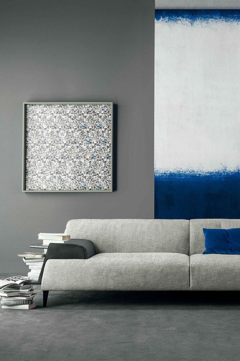 Leather sofa with removable cover with integrated magazine rack | Cave by Bonaldo