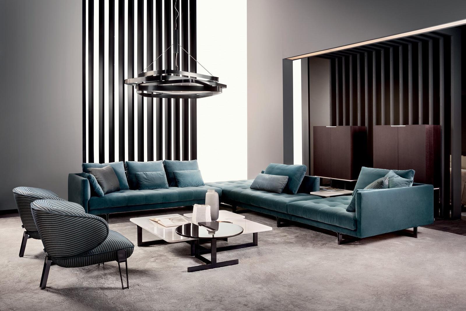Sectional leather sofa with headrest in a contemporary style | Valery by Alberta Salotti