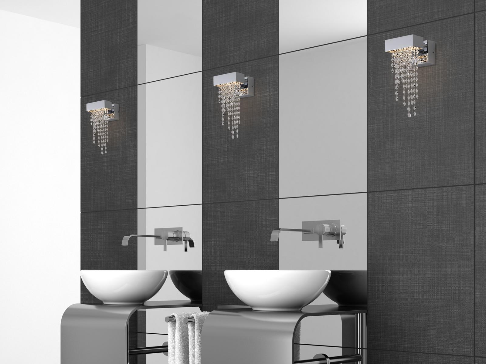 Contemporary style direct light metal wall lamp with Swarovski® crystals | Frozen Eyes W1 S Cxl by Ilfari