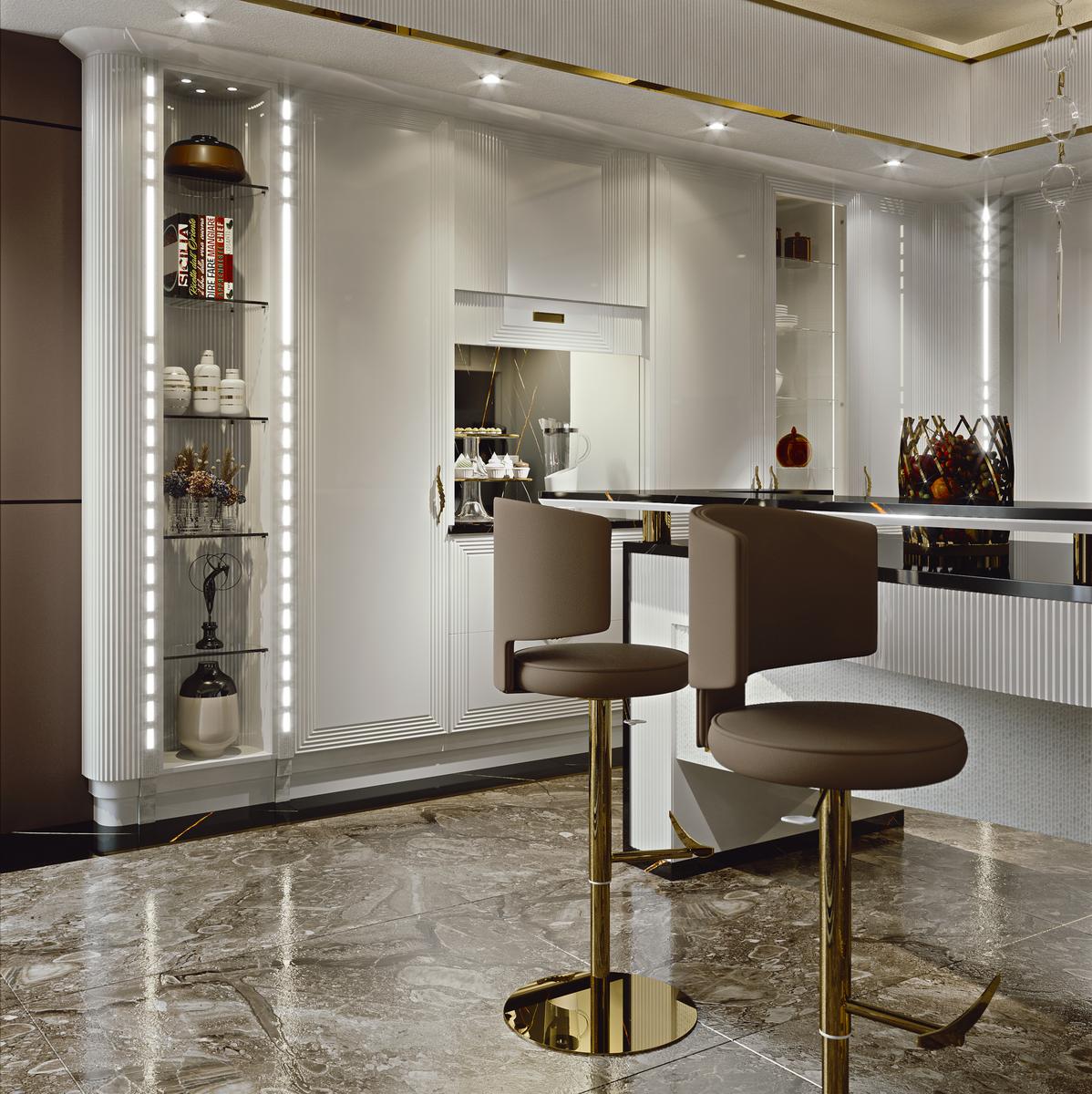 Lacquered kitchen with handles Brummel Diamond