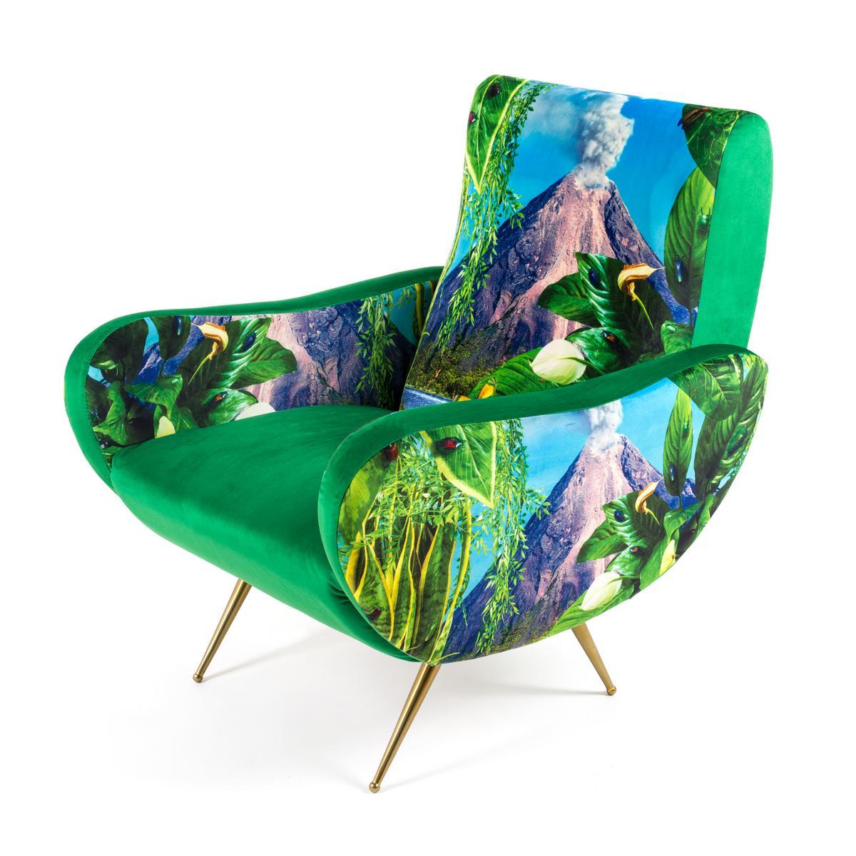 Fabric armchair with armrests | Volcano by Seletti