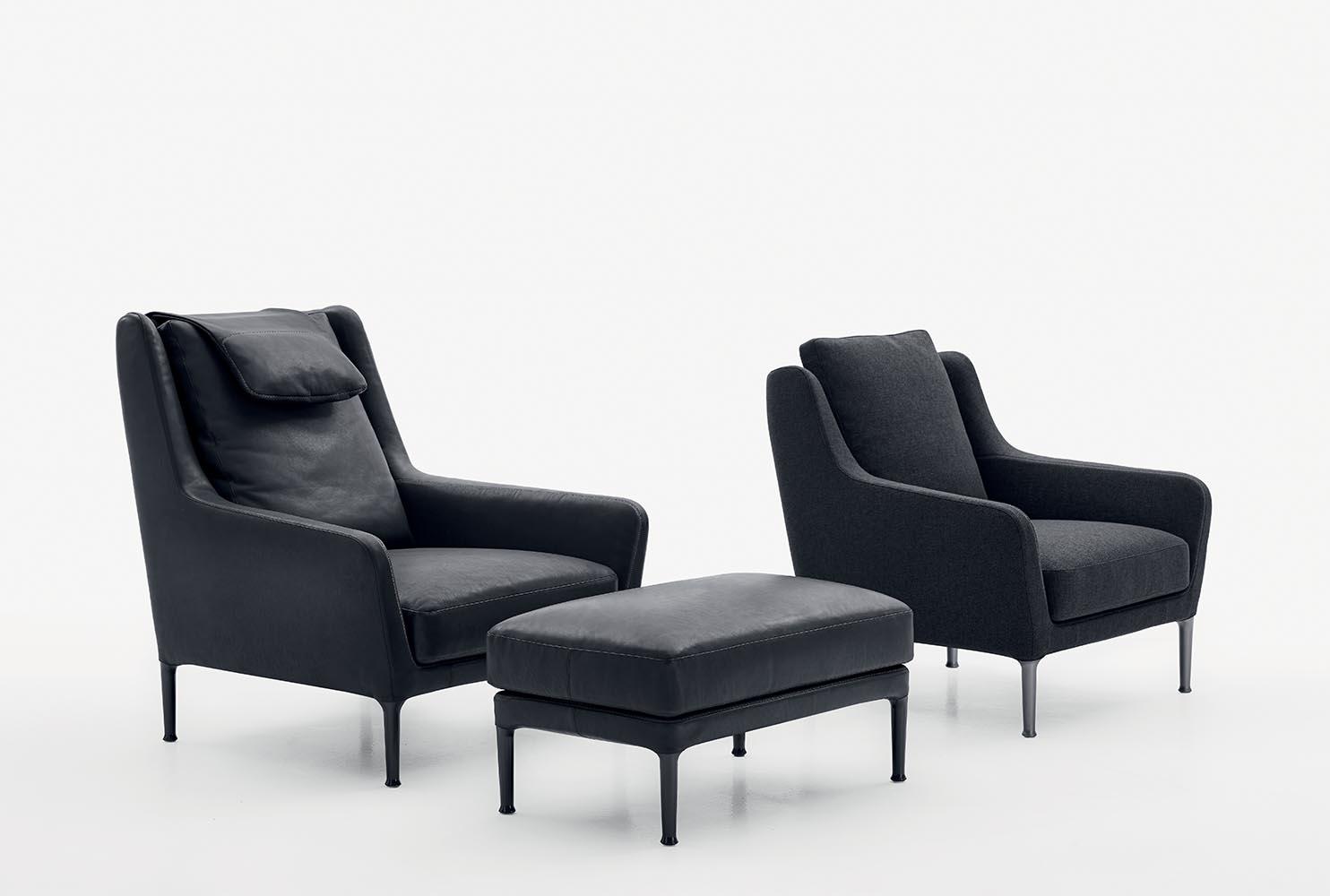 Upholstered armchair with headrest | Édouard by B&B Italia