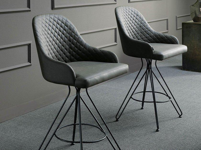 High upholstered leather stool | Otello by Ozzio Italia
