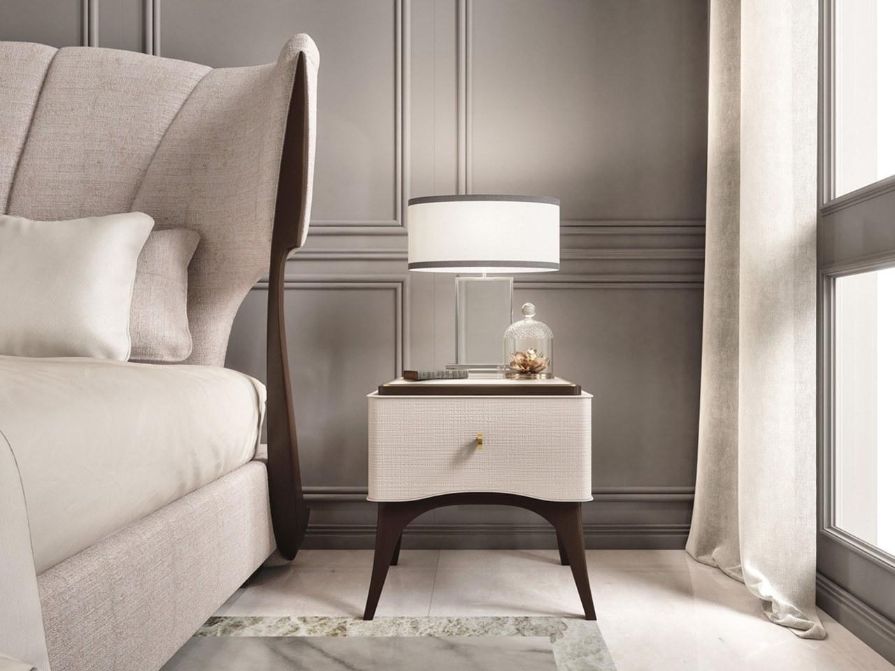 Rectangular bedside table with glass top | Pr.136 by Stella del Mobile